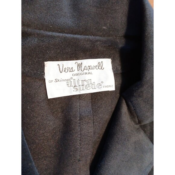 Vtg Vera Maxwell Original Womens S Skinner Ultra Suede Blazer Black Academia - Picture 2 of 6